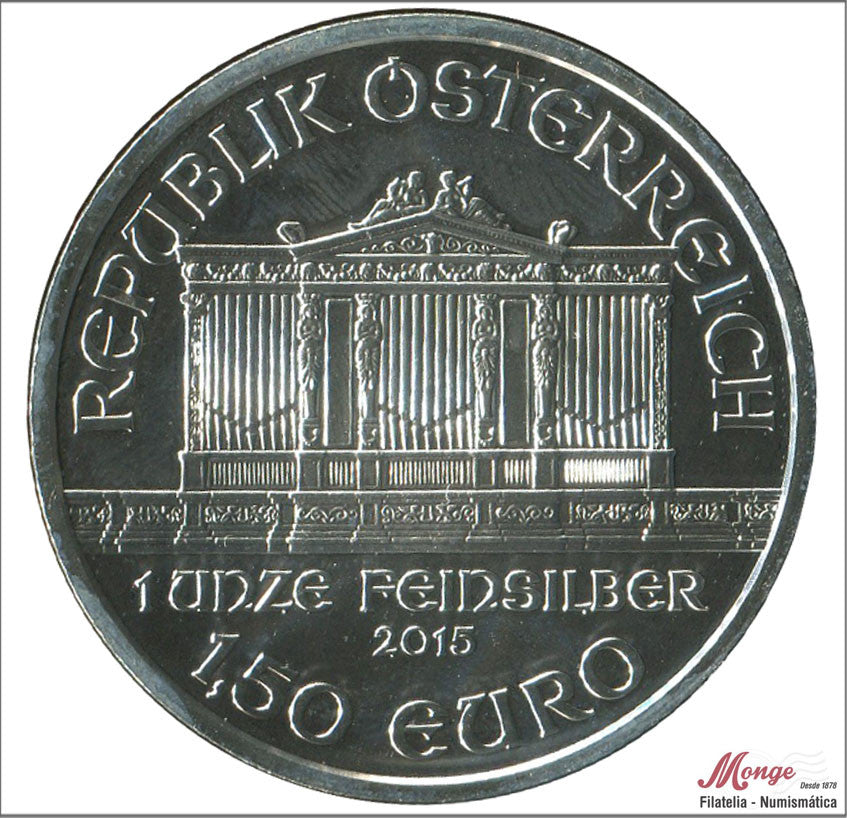 Austria - 2015 - Monedas euros en plata - FDC / MS - 1´50 € Año 2015 / Wiener Philharmoniker / 31,50 gr. plata - onza plata