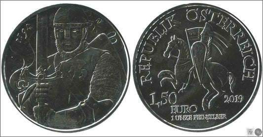 Austria - 2019 - Monedas euros en plata - FDC / MS - 1´50 € Año 2019 / Leopold / 31,50 gr. plata