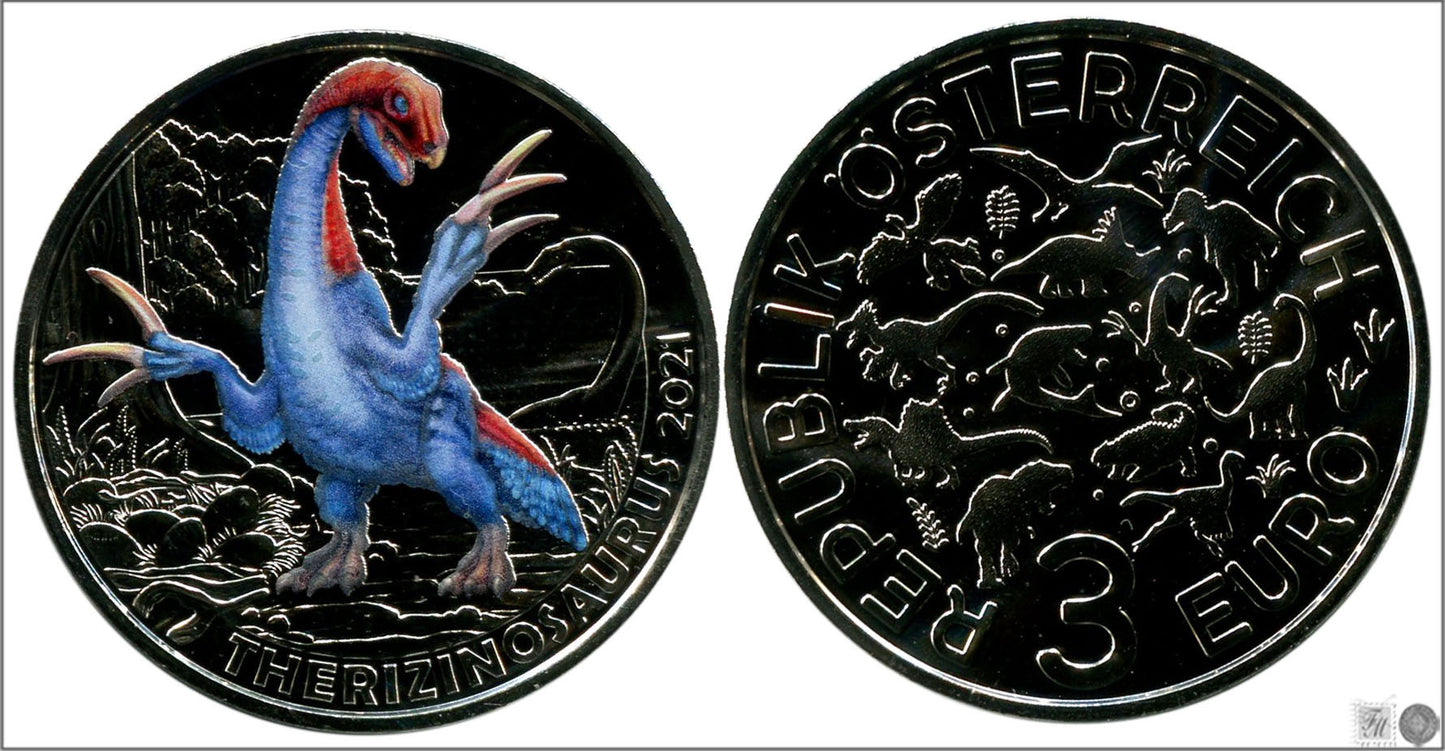 Austria - 2021 - Monedas Euros circulación - S/C / UNC - 3 € Año 2021 / 1ª Therinosaurus