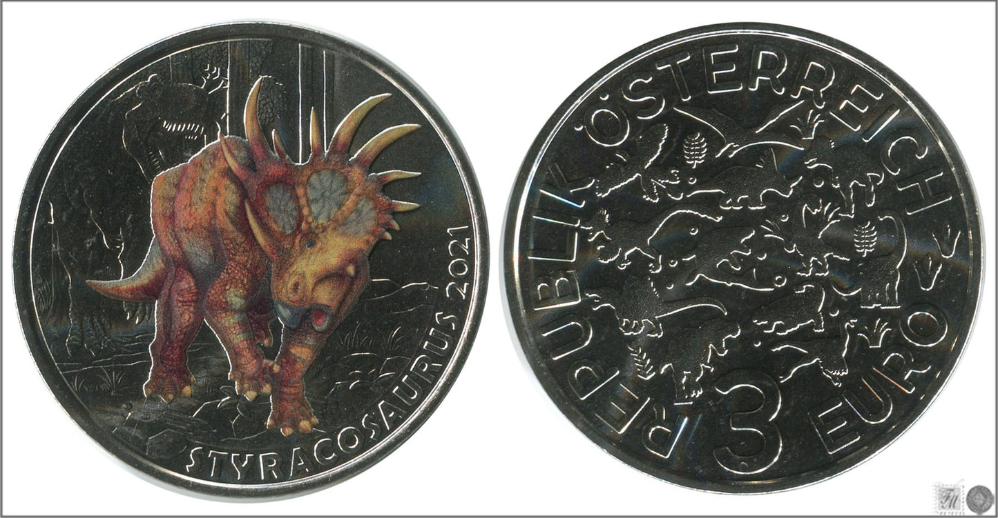 Austria - 2021 - Monedas Euros circulación - S/C / UNC - 3 € Año 2021 / 8º Styracosaurus