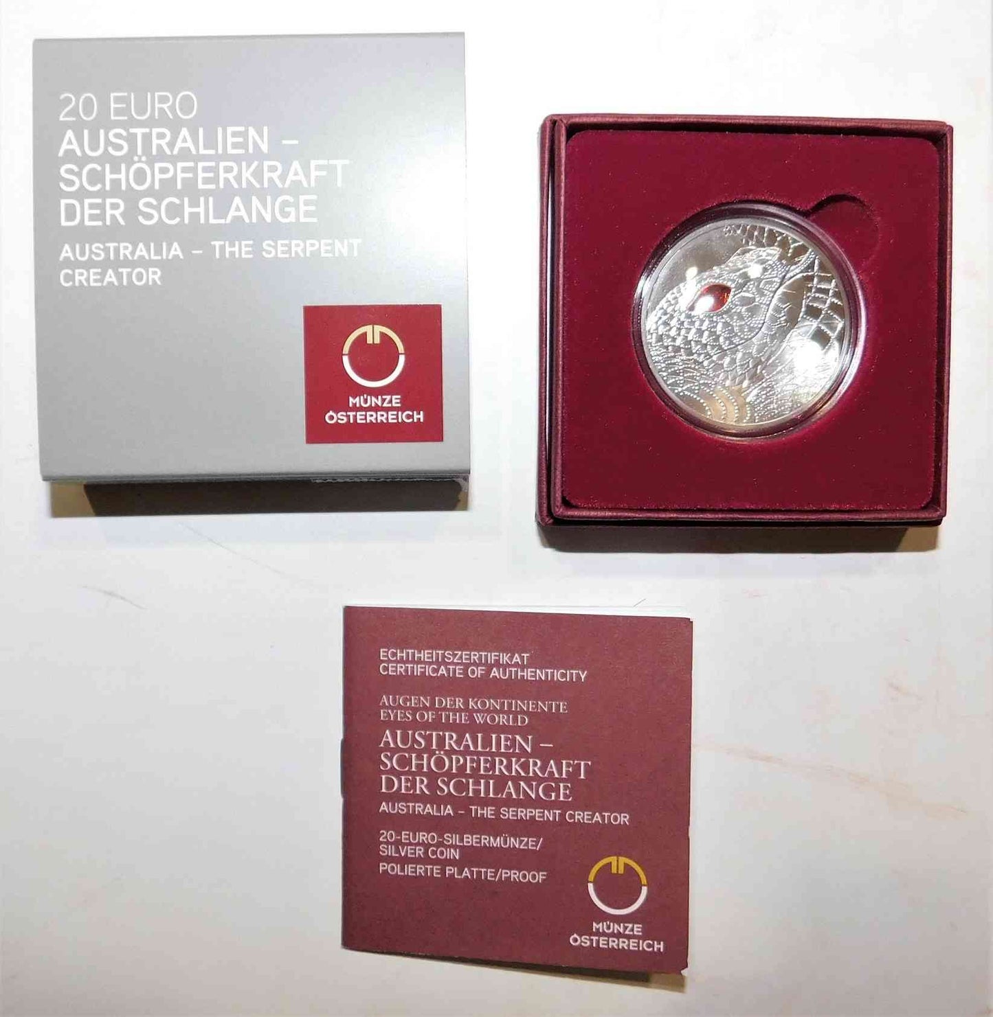 Austria - 2021 - Monedas euros en plata - FDC / MS - 20 € Año 2021 / 1º Creatividad de la Serpiente / En estuche