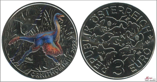 Austria - 2022 - Monedas Euros circulación - S/C / UNC - 3 € Año 2022 / 12º Supersaurs Ornithomimus Velox