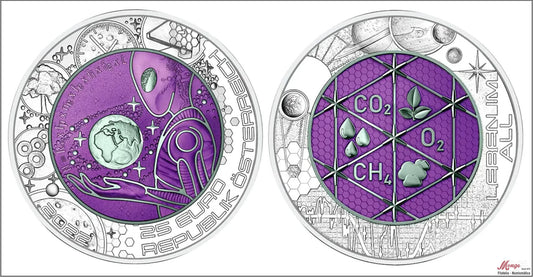 Austria - 2022 - Monedas euros en plata - FDC / MS - 25 € Año 2022 / Vida Extraterrestre / En estuche