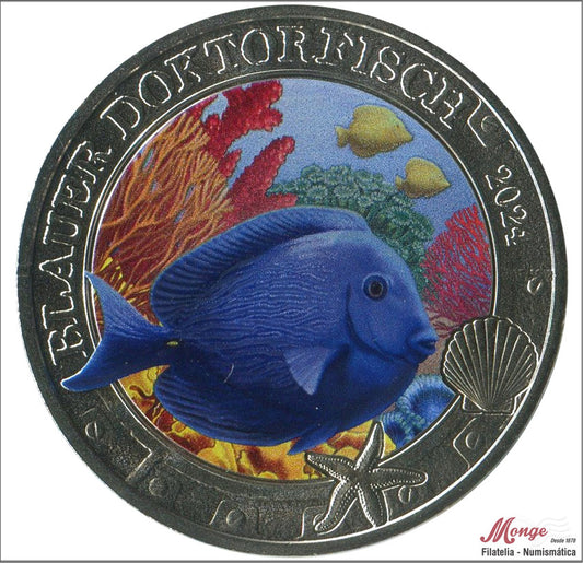 Austria - 2024 - Monedas Euros circulación - S/C / UNC - 3 € Año 2024 / 7º Pez doctor azul