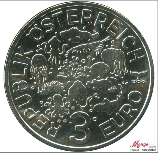 Austria - 2024 - Monedas Euros circulación - S/C / UNC - 3 € Año 2024 / 8º Calamar Bobtail Hawaiano