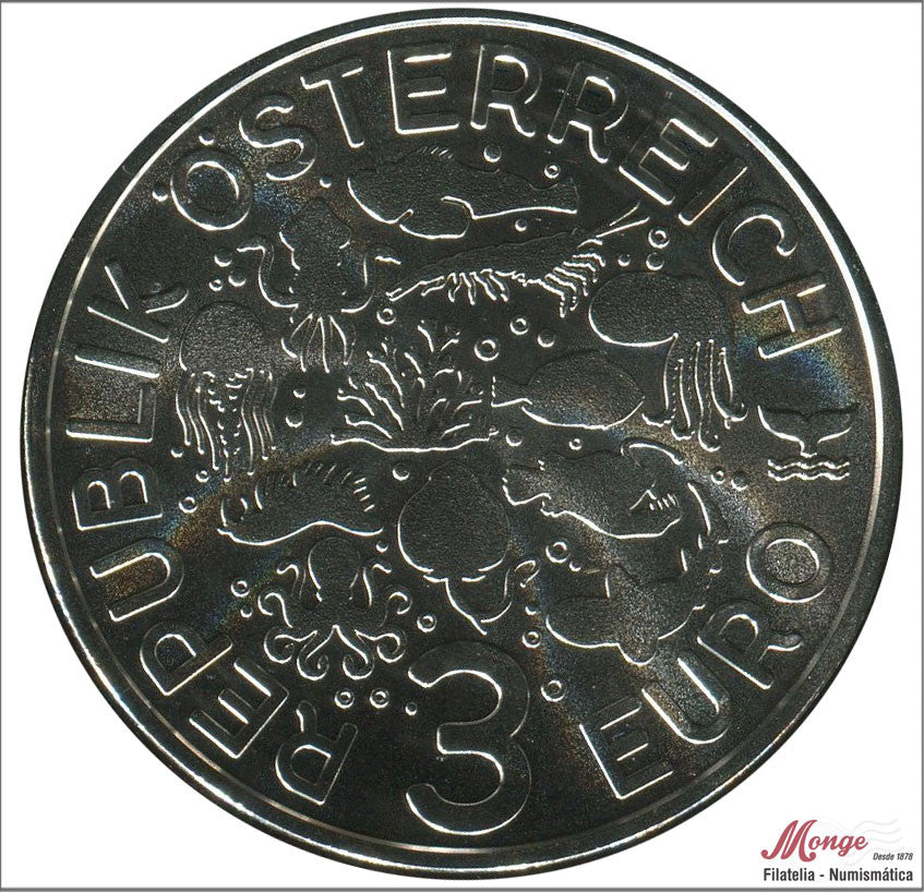 Austria - 2024 - Monedas Euros circulación - S/C / UNC - 3 € Año 2024 / Raya Amarilla