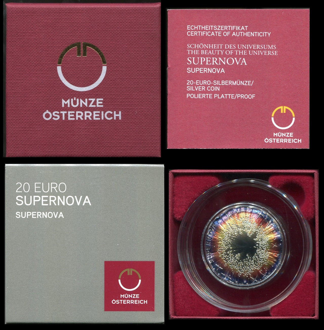 Austria - 2024 - Monedas euros en plata - PROOF - 20 € Año 2024 / Supernova / Color / En estuche oficial