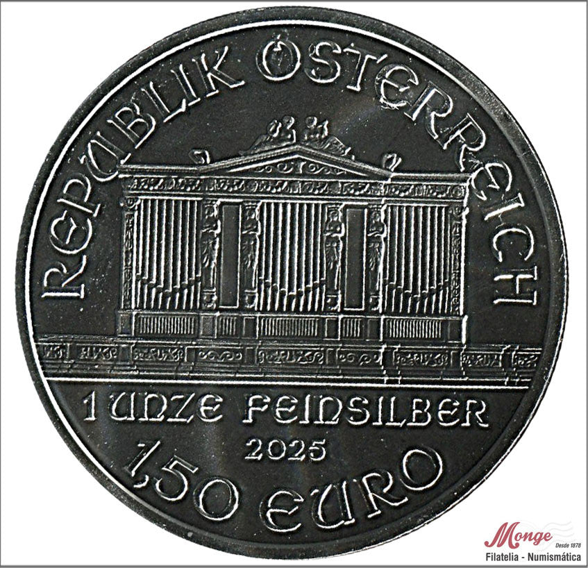 Austria - 2025 - Monedas euros en plata - FDC / MS - 1´50 € Año 2025 / Wiener Philharmoniker / 31,50 gr. plata