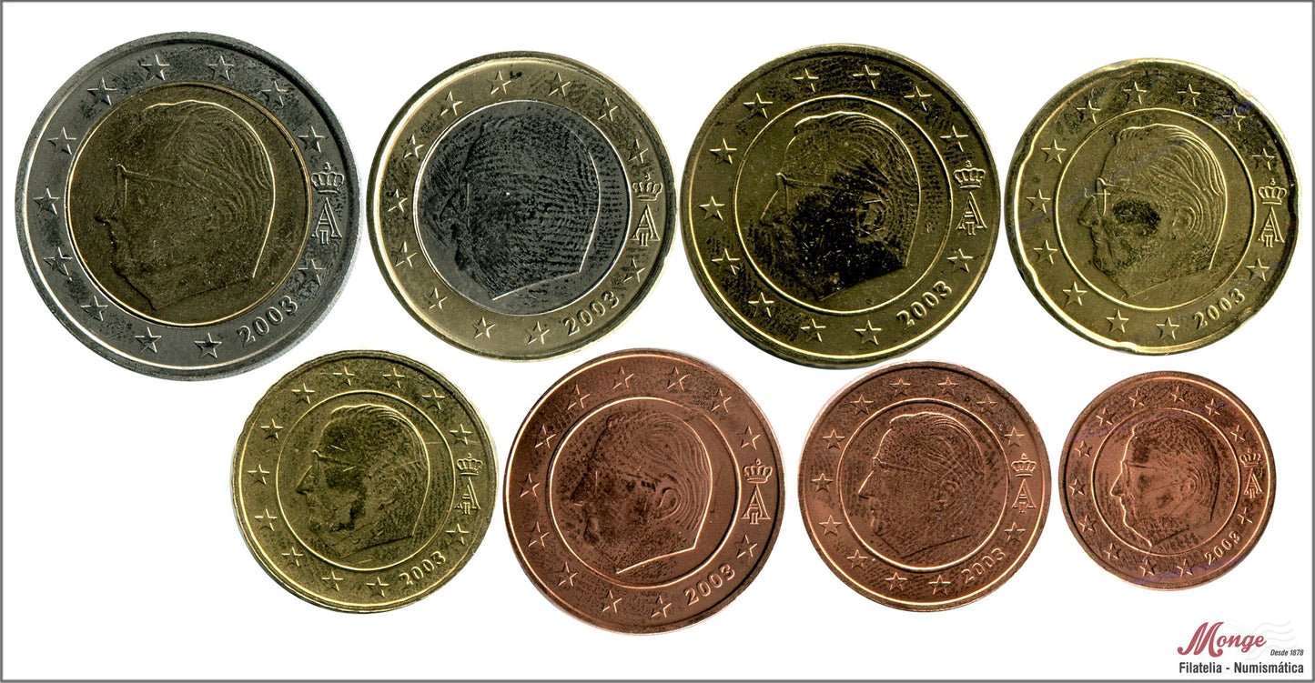 Bélgica - 2003 - Monedas Euros circulación - S/C / UNC - Año 2003 (8 monedas)