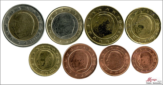 Bélgica - 2003 - Monedas Euros circulación - S/C / UNC - Año 2003 (8 monedas)