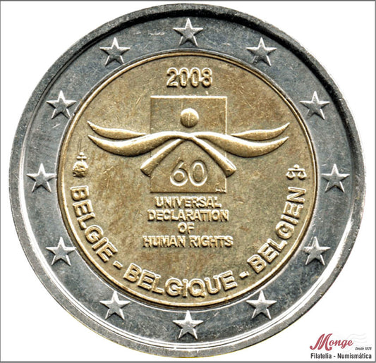 Bélgica - 2008 - Monedas Euros circulación - S/C / UNC - 2 € Año 2008 / 60 Aniv. Derechos Humanos