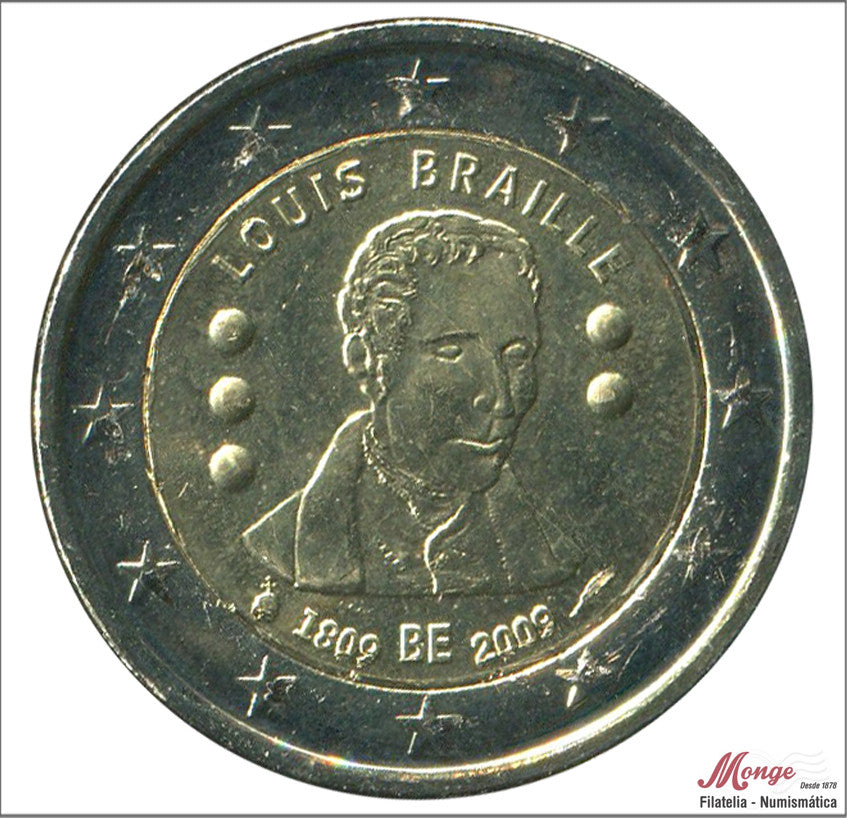 Bélgica - 2009 - Monedas Euros circulación - S/C / UNC - 2 € Año 2009 / Luis Braille