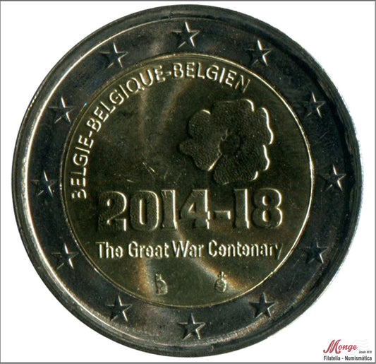 Bélgica - 2014 - Monedas Euros circulación - S/C / UNC - 2 € Año 2014 / Cent 1a Guerra Mundial