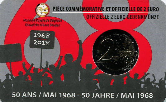 Bélgica - 2018 - Monedas Euros circulación - S/C / UNC - 2 € Año 2018 / 50 Aniv. Mayo de 1968 en blister / Frances