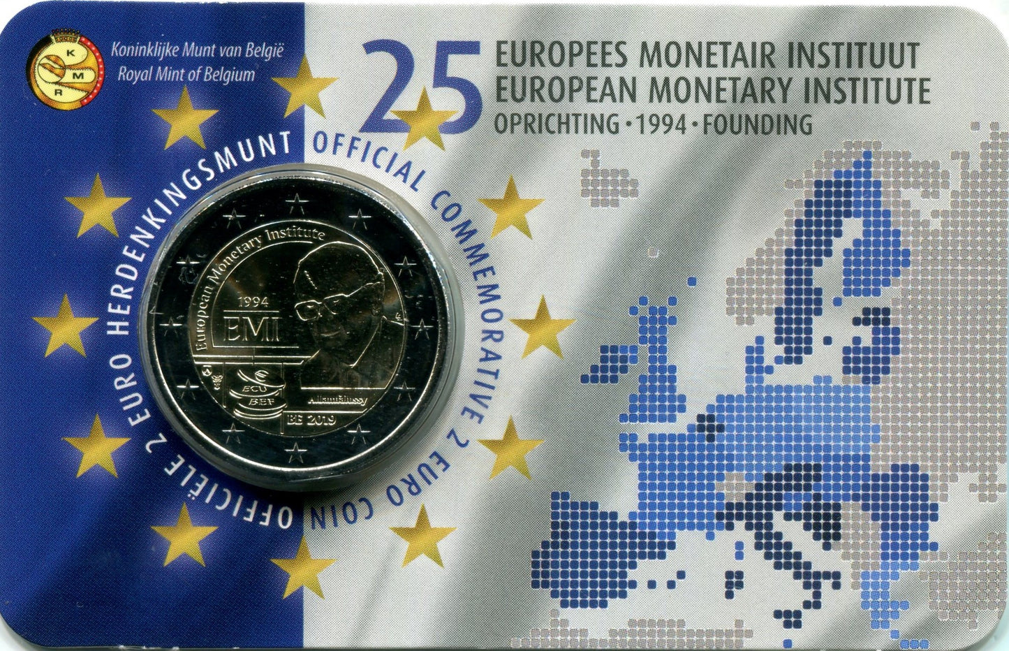 Bélgica - 2019 - Monedas Euros circulación - S/C / UNC - 2 € Año 2019 / 25 Aniv. Instituto monetario en blister