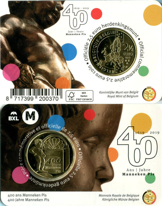 Bélgica - 2019 - Monedas Euros circulación - S/C / UNC - 2,5 € Año 2019 / Manneken Pis en blister