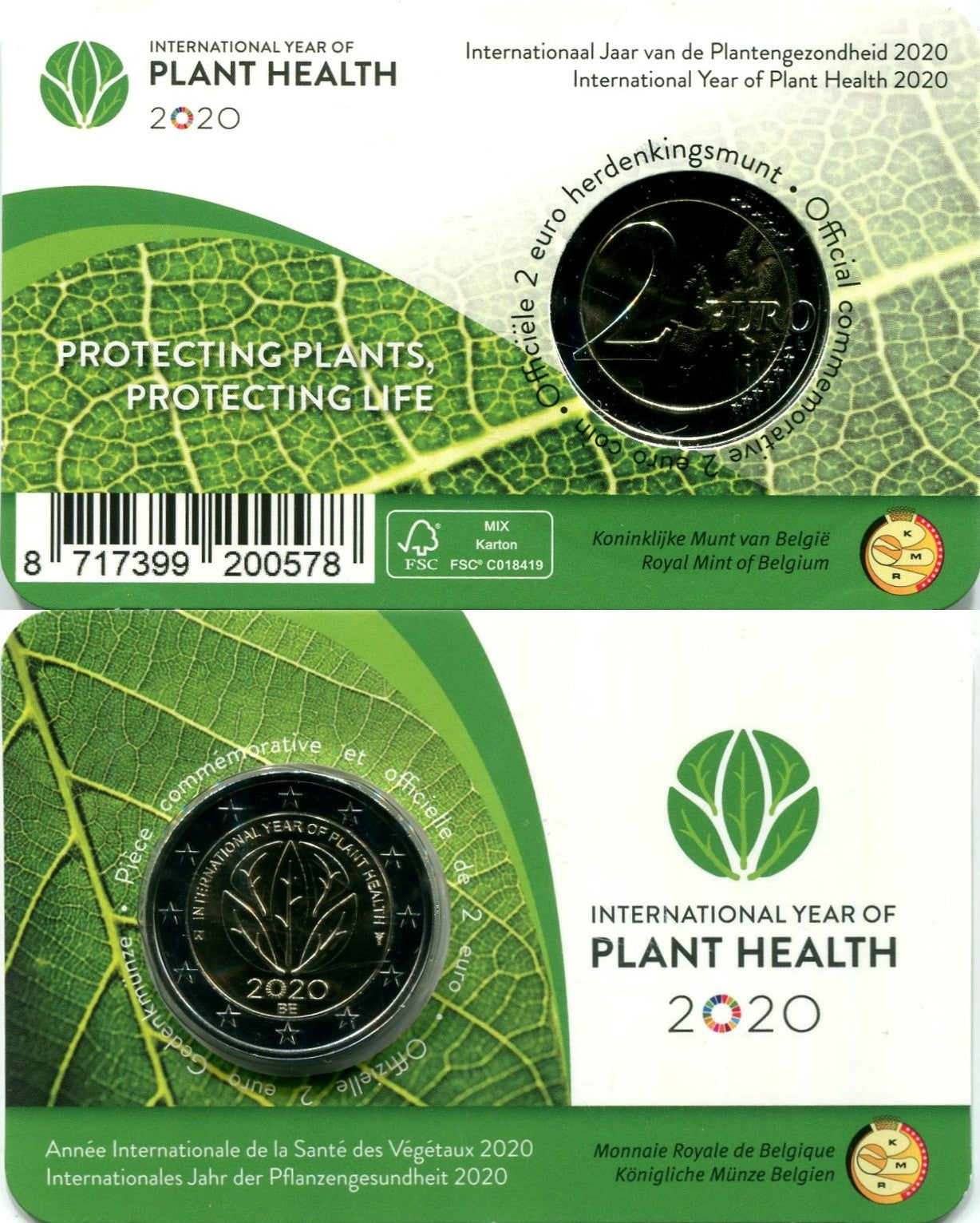 Bélgica - 2020 - Monedas Euros circulación - S/C / UNC - 2 € Año 2020 / Año Internacional de la Salud de las Plantas en blister