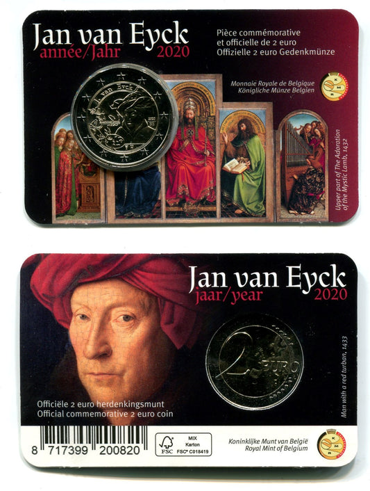 Bélgica - 2020 - Monedas Euros circulación - S/C / UNC - 2 € Año 2020 / Jan Van Eyck / En blister / Existe en Frances y en Flame