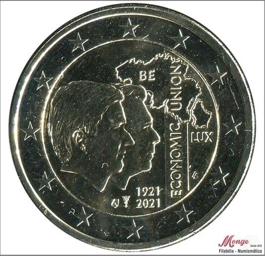 Bélgica - 2021 - Monedas Euros circulación - S/C / UNC - 2 € Año 2021 / 100 Anv. Union Economica