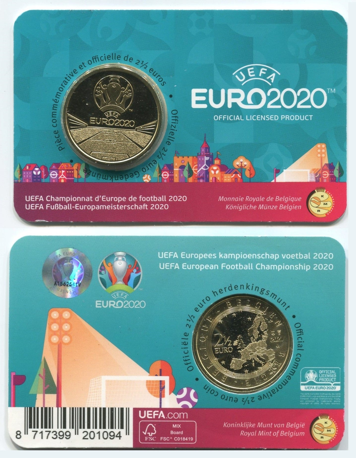 Bélgica - 2021 - Monedas Euros circulación - S/C / UNC - 2,5 € Año 2021 / UEFA en blister