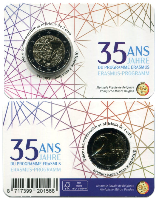 Bélgica - 2022 - Monedas Euros circulación - S/C / UNC - 2 € Año 2022 / ERASMUS / En blister / Existe en Frances y en Flamenco