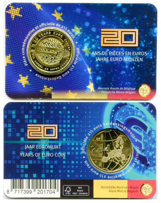 Bélgica - 2022 - Monedas Euros circulación - S/C / UNC - 2,5 € Año 2022 / 20 Años del Euro en blister