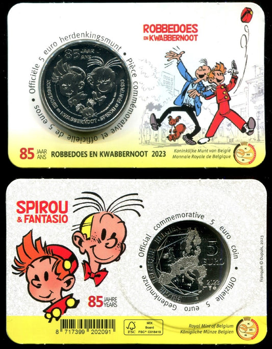 Bélgica - 2023 - Monedas Euros circulación - S/C / UNC - 5 € Año 2023 / Spirou y Fantasio en blister