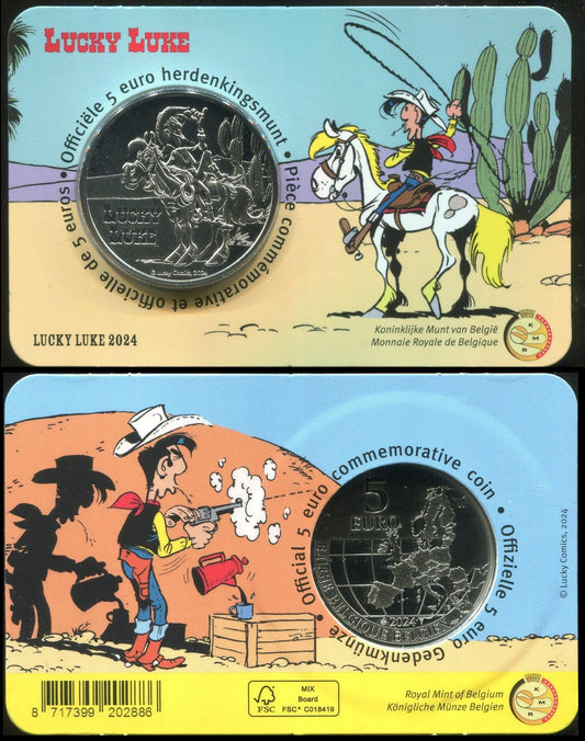 Bélgica - 2024 - Monedas Euros circulación - S/C / UNC - 5 € Año 2024 / Lucky Luke en blister