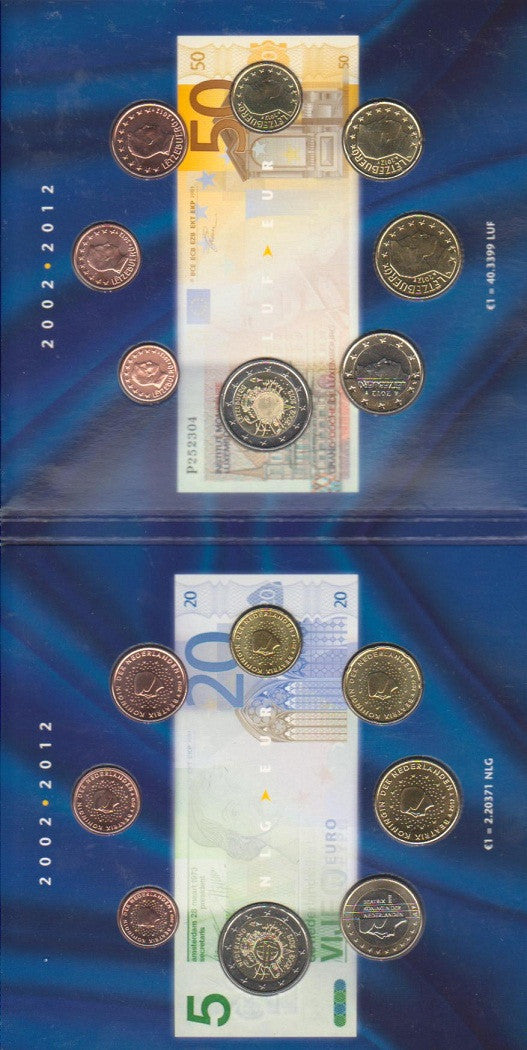 Benelux - 2012 - Monedas Euros en cartera oficial - FDC / MS - Cartra Año 2012 (24 monedas+getón)