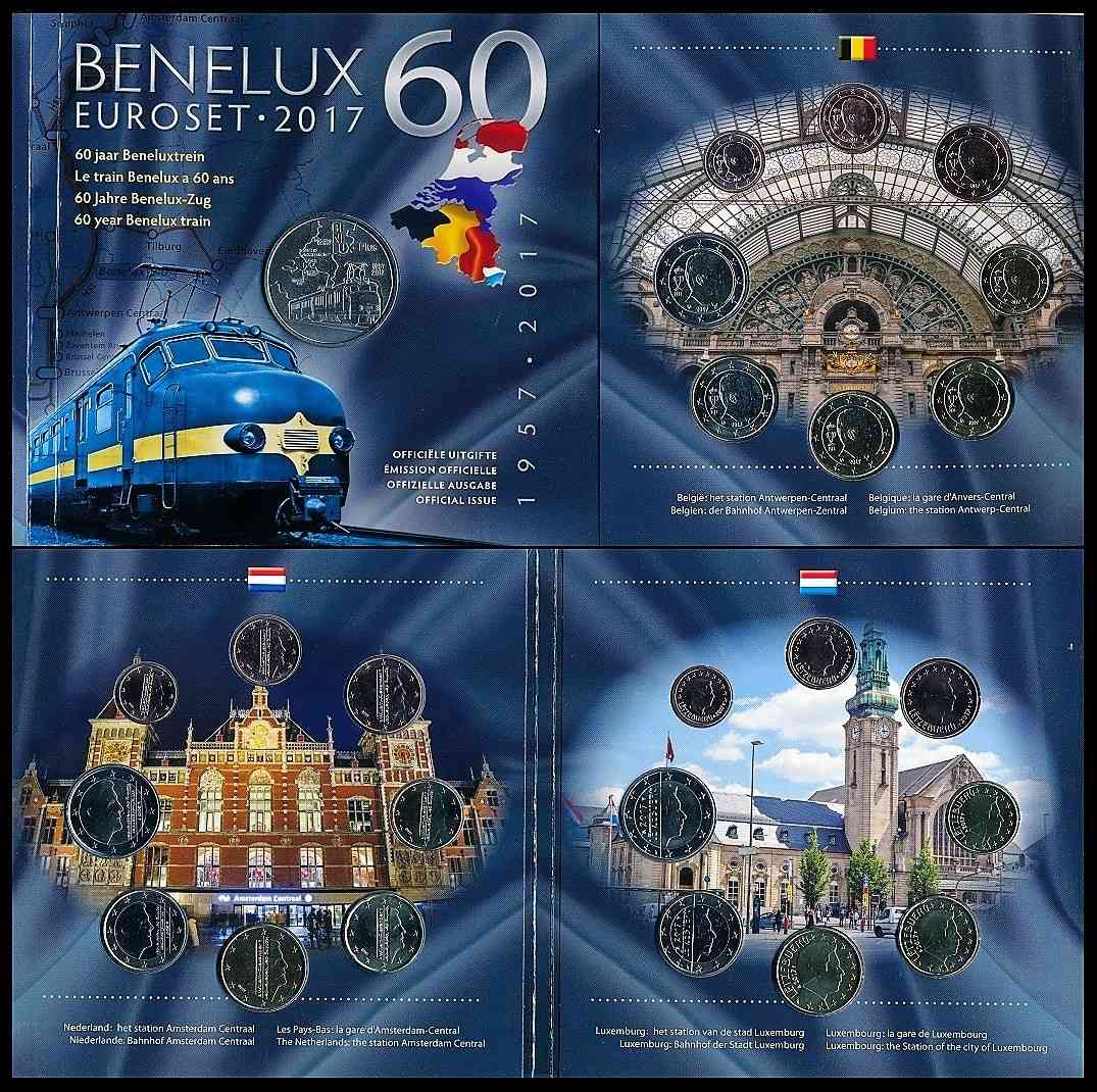 Benelux - 2017 - Monedas Euros en cartera oficial - FDC / MS - Cartera Año 2017 (24 monedas+getón)