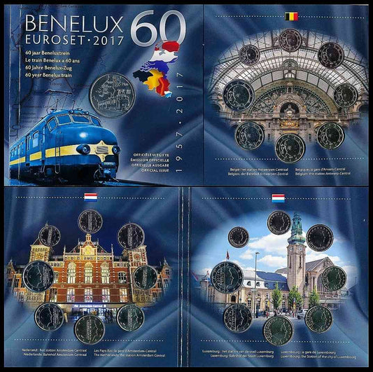 Benelux - 2017 - Monedas Euros en cartera oficial - FDC / MS - Cartera Año 2017 (24 monedas+getón)