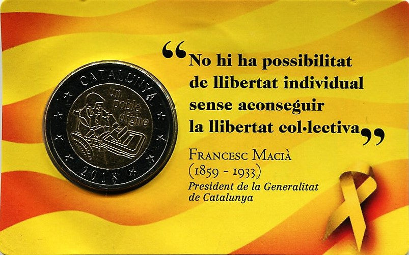 Catalunya - 2018 - Monedas Euros en Prueba - FDC / MS - 2 € año 2018 / Francesc Macià / en blister