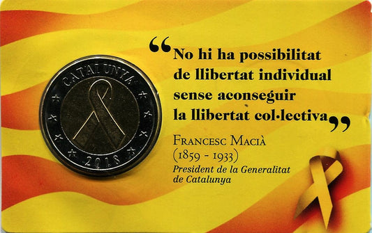 Catalunya - 2018 - Monedas Euros en Prueba - FDC / MS - 2 € año 2018 / Lazo Amarillo / en blister