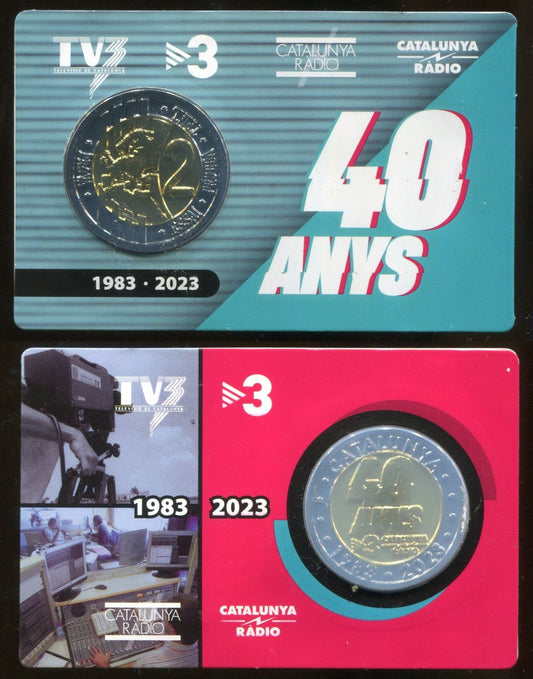 Catalunya - 2023 - Monedas Euros en Prueba - FDC / MS - 2 € año 2023 / 40 Anys TV3 i Catalunya Radio / en blister