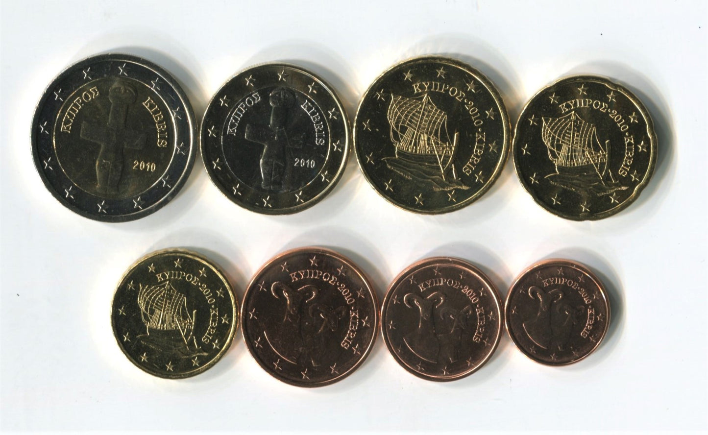 Chipre - 2010 - Monedas Euros circulación - S/C / UNC - Año 2010 (8 monedas)