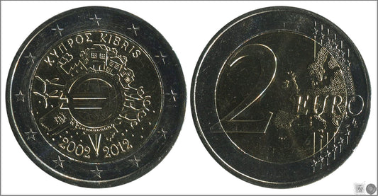 Chipre - 2012 - Monedas Euros circulación - S/C / UNC - 2 € año 2012 / 10 Aniv. Euro