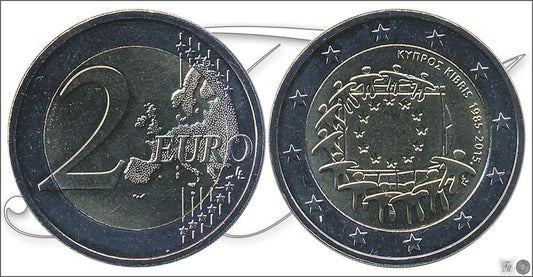 Chipre - 2015 - Monedas Euros circulación - S/C / UNC - 2 € año 2015 / 30 Aniv. Bandera UE