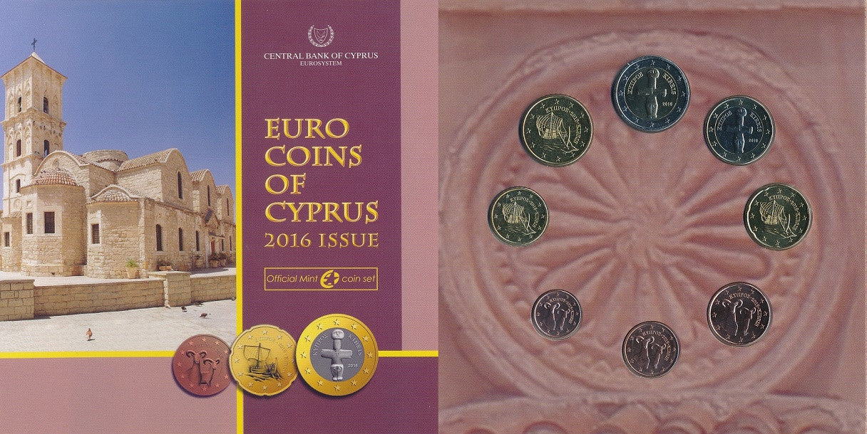 Chipre - 2016 - Monedas Euros en cartera oficial - FDC / MS - Cartera año 2016 (8 monedas)