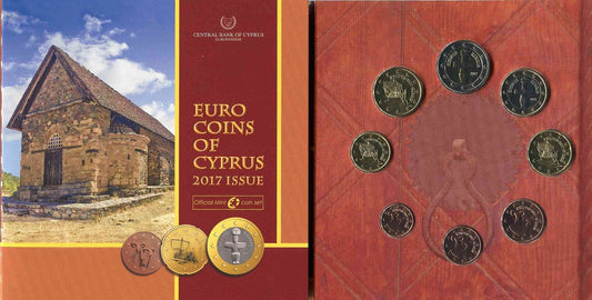 Chipre - 2017 - Monedas Euros en cartera oficial - FDC / MS - Cartera año 2017 (8 monedas)