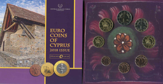 Chipre - 2018 - Monedas Euros en cartera oficial - FDC / MS - Cartera año 2018 (8 monedas)