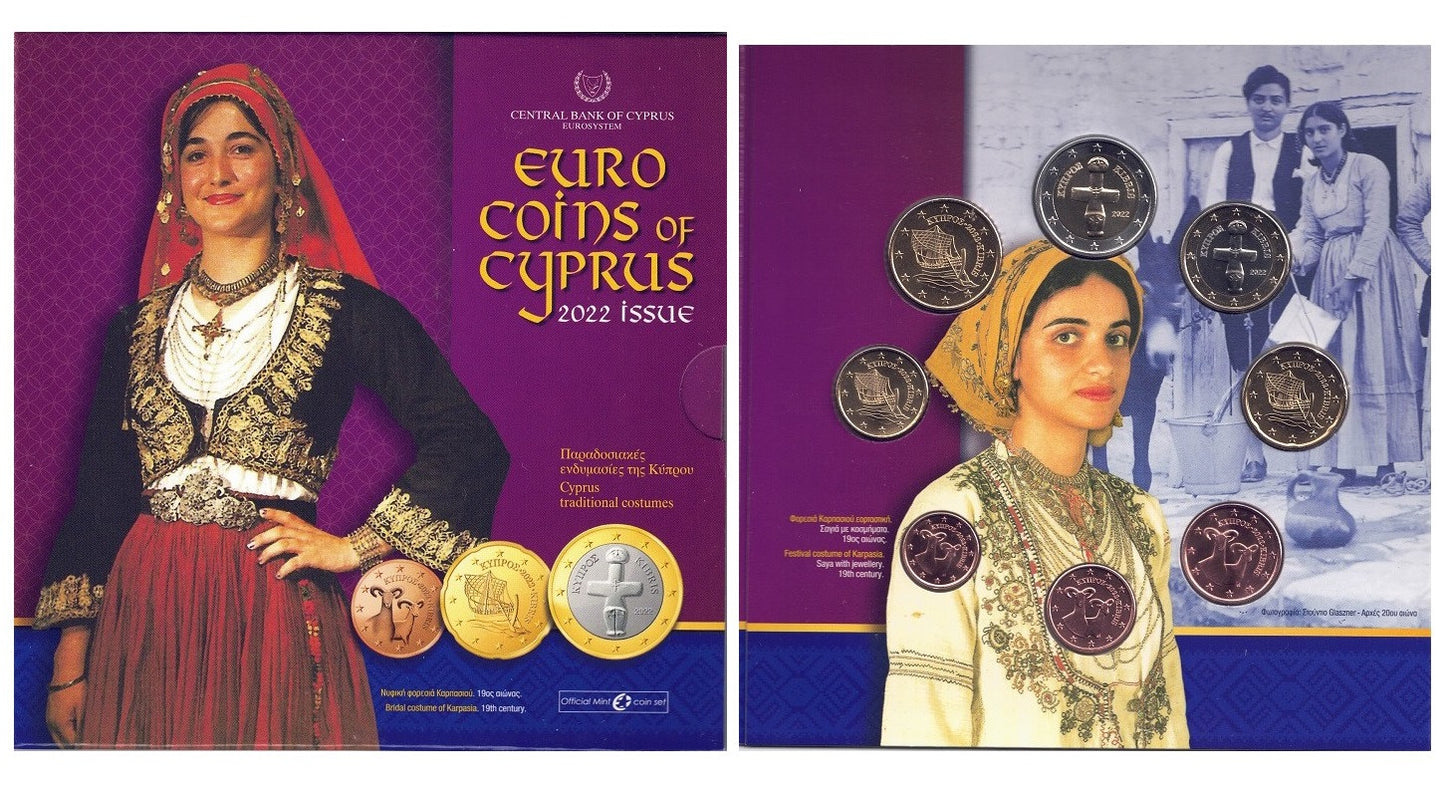 Chipre - 2022 - Monedas Euros en cartera oficial - FDC / MS - Cartera año 2022 (8 monedas)