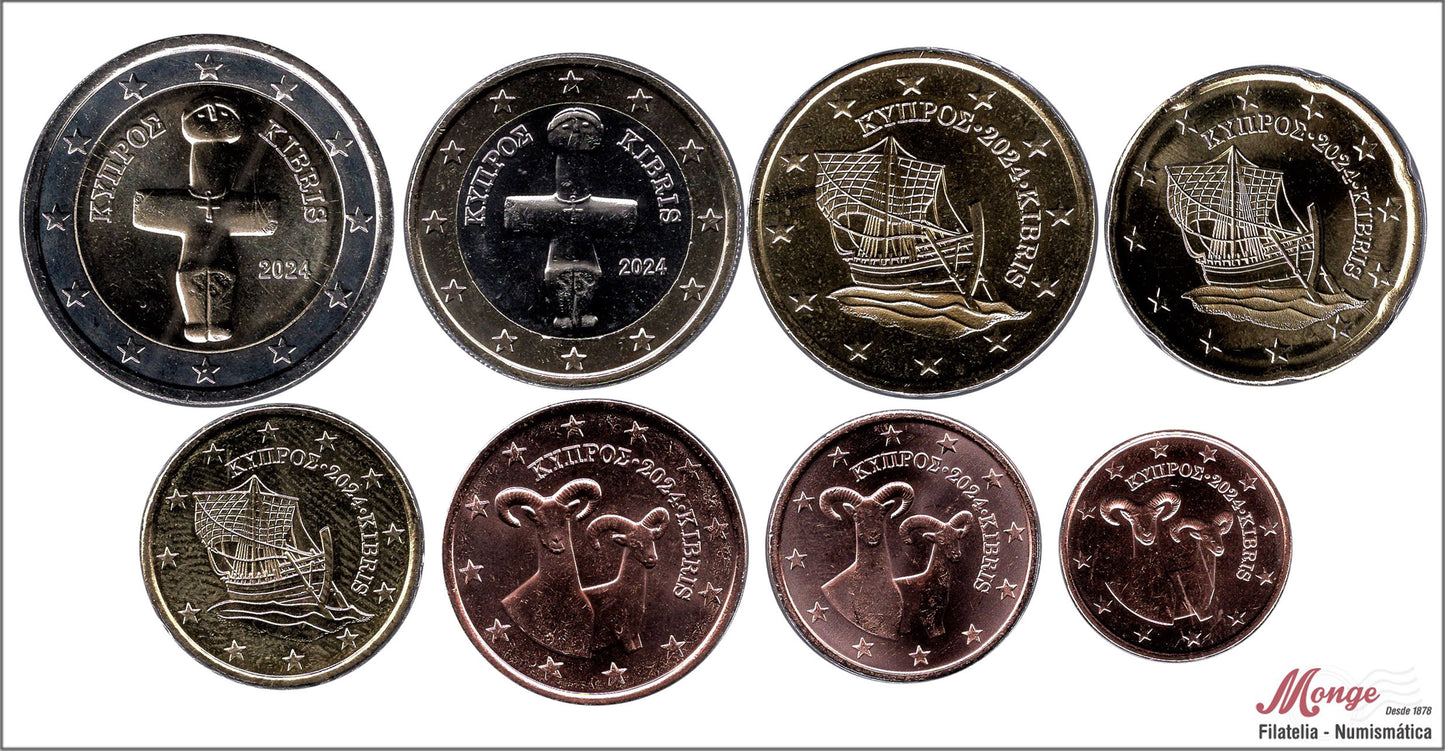 Chipre - 2024 - Monedas Euros circulación - S/C / UNC - Año 2024 (8 monedas)