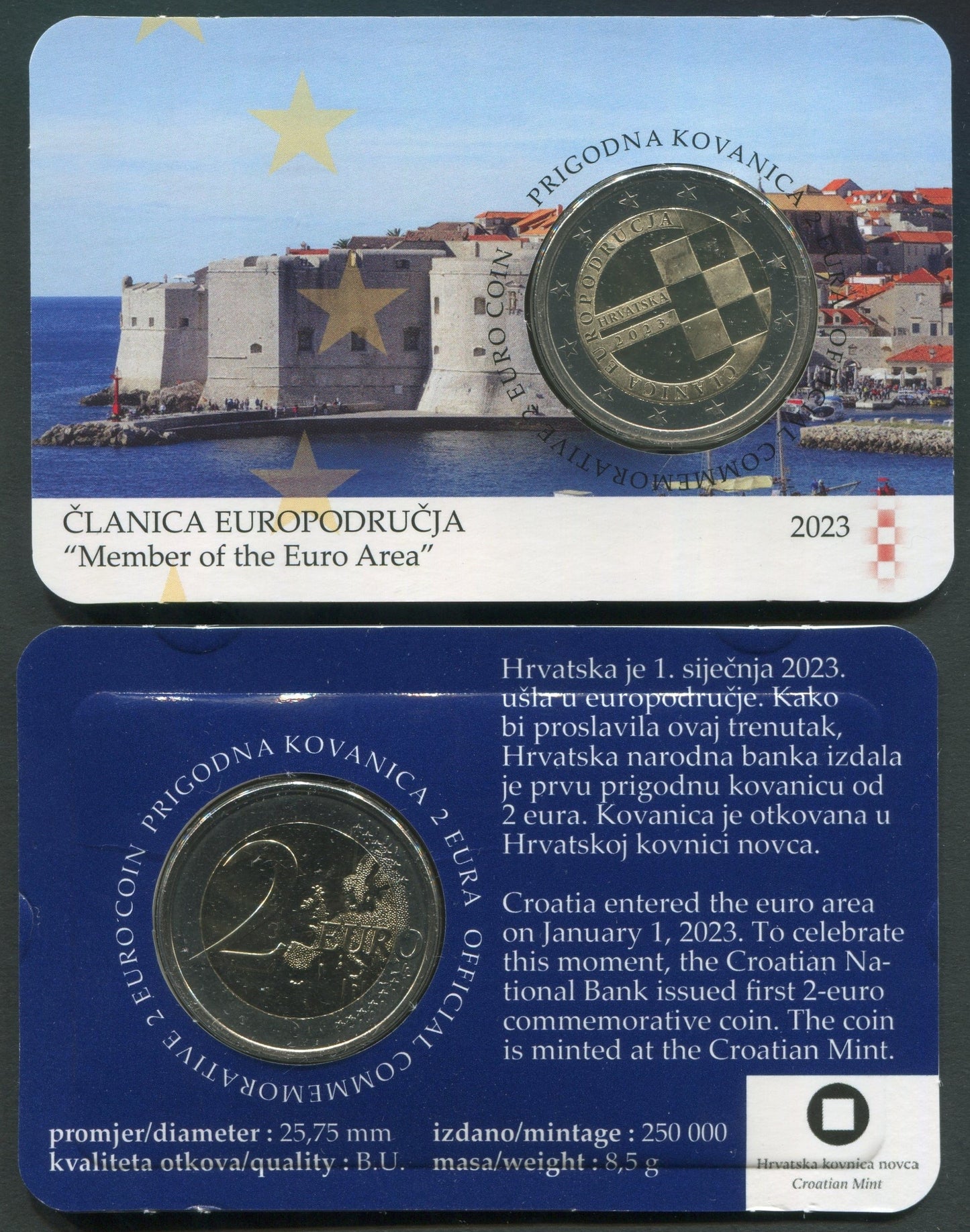 Croacia - 2023 - Monedas Euros circulación - S/C / UNC - 2 € Año 2023 / blister - CLANICA EUROPRODUCIA HRVATSKA