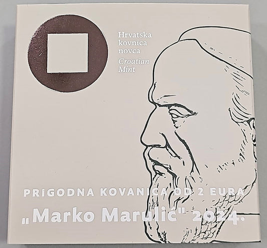 Croacia - 2024 - Monedas Euros circulación - PROOF - 2 € Año 2024 / blister - Marko Marulic - En Estuche