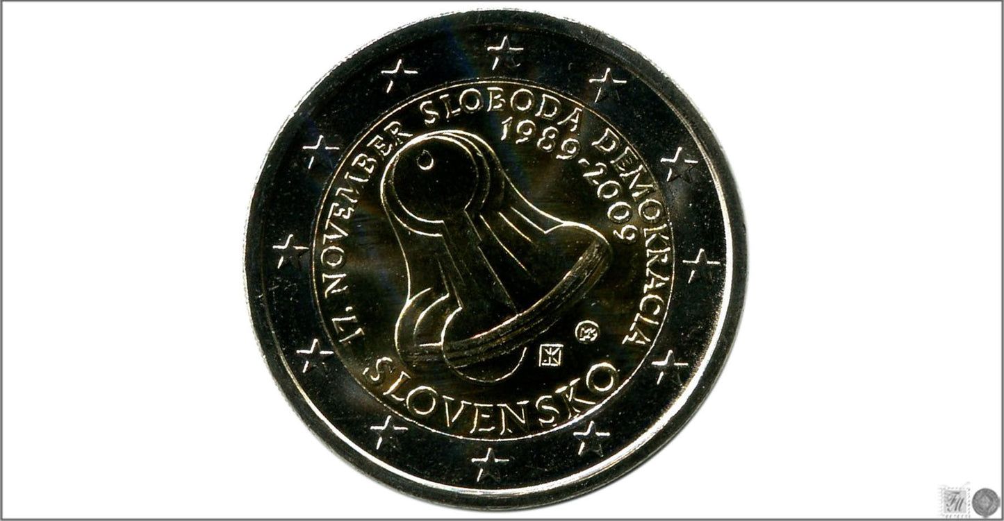 Eslovaquia - 2009 - Monedas Euros circulación - S/C / UNC - 2 € año 2009 / 20 Aniv. Revolución Terciopelo