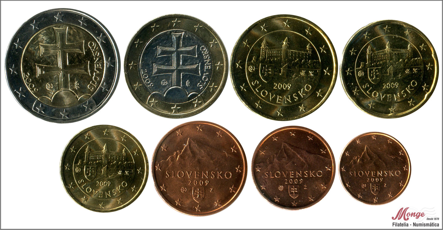 Eslovaquia - 2009 - Monedas Euros circulación - S/C / UNC - Año 2009 (8 monedas)