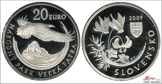 Eslovaquia - 2010 - Monedas euros en plata - Nº KM00109 - PROOF - 20 € año 2009 / Velka Fatra National Park / 33,63 gr. plata -