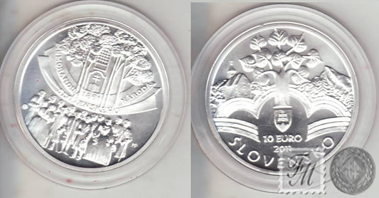 Eslovaquia - 2011 - Monedas euros en plata - S/C / UNC - 10 € Año 2011 / 150 Aniv. Constitucion-Memorandum