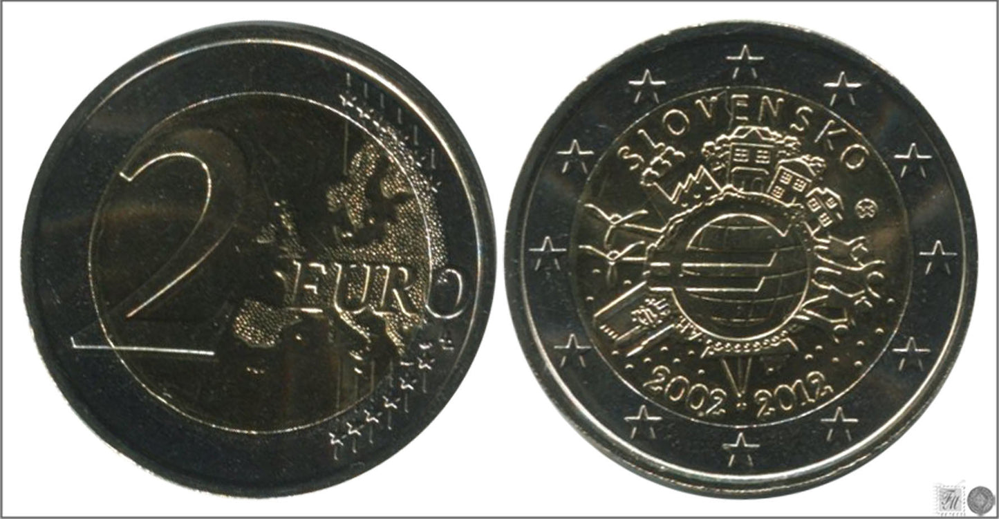 Eslovaquia - 2012 - Monedas Euros circulación - S/C / UNC - 2 € Año 2012 / Aniversario Euro