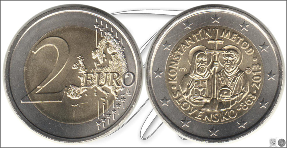 Eslovaquia - 2013 - Monedas Euros circulación - S/C / UNC - 2 € Año 2013 /Santos Cirilo y Metodio